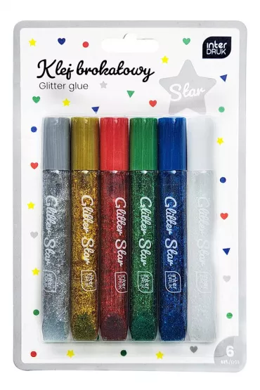 Interdruk Klej do dekoracji brokatowy 6kol Star