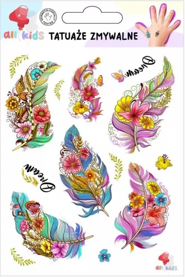 Tatua�e zmywalne dla dzieci Pi�ra i kwiaty All4Kids