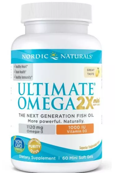 Nordic Naturals Ultimate Omega 2X Mini with Vitamin D3 Suplement diety 60 kaps.