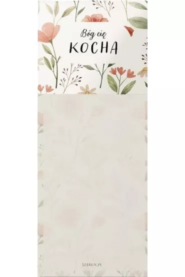 Szaron Notes z magnesem - B�g ci� kocha - kwiaty
