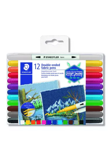 Staedtler Flamastry dwustronne do tkanin Design Journey, 12 kolor�w 12 szt.