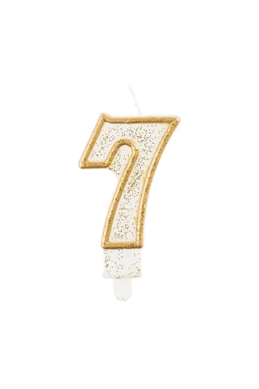 Godan �wieczka cyferka 7, z�oty kontur 9cm