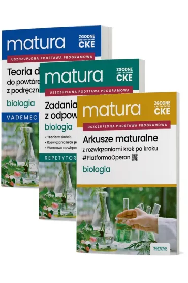 Pakiet Matura 2026. Biologia. Zakres rozszerzony: Teoria do matury. Vademecum, Zadania maturalne z odpowiedziami. Repetytorium, Arkusze maturalne z rozwi�zaniami krok po kroku