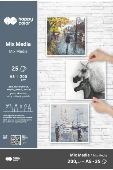 Blok Mix Media Art A5/25K 200g Happy Color