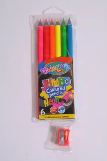 Patio Kredki o��wkowe okr�g�e neonowych Jumbo Colorino  + temper�ka 6 szt.