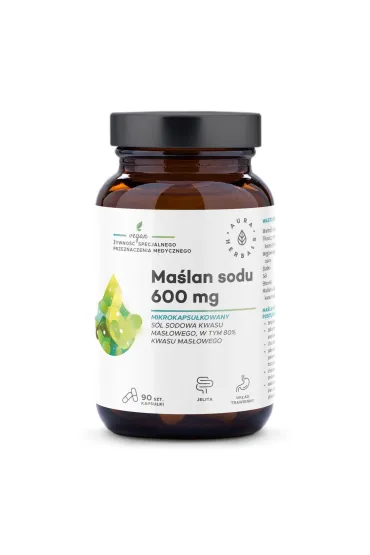 Aura Herbals Maślan Sodu 600 mg – Mikrokapsułki dla Zdrowia Jelit (90 szt.)
