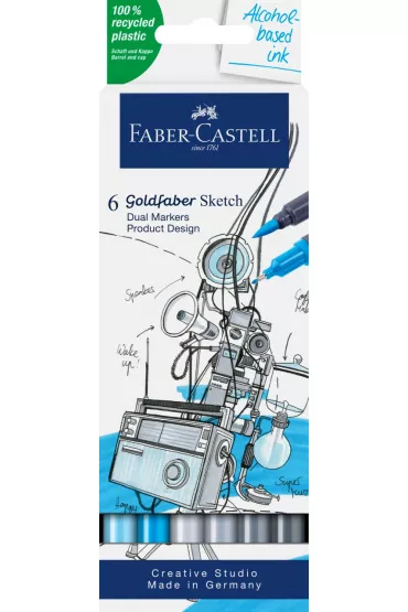 Faber-Castell Pisak dwustronny Goldfaber design 6 szt.