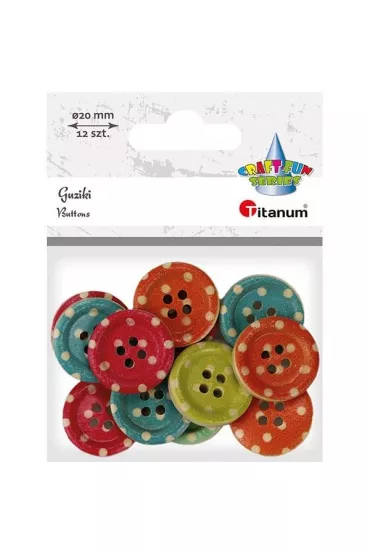 Guziki drewniane w groszki o �rednicy 20 mm TITANUM CRAFT-FUN SERIES