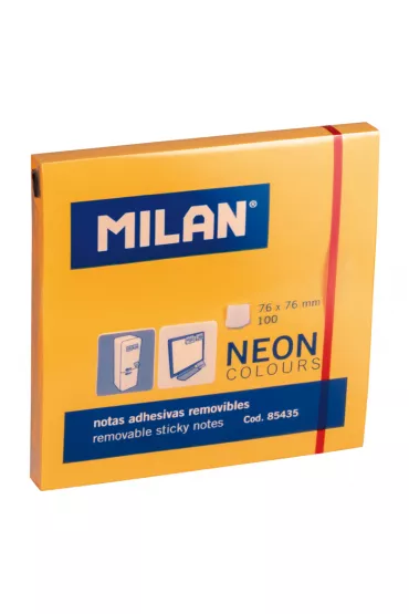Milan Karteczki samoprzylepne neonowe pomara�czowe 76 x 76 mm 100 szt.
