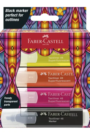 Faber-Castell Zakre�lacz Glassy 4 kolory neonowe + czarny