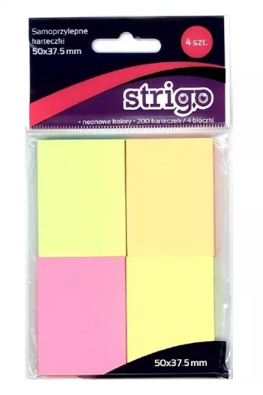 Strigo Karteczki samoprzylepne neonowe 200 kartek