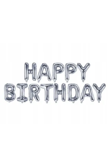 PartyDeco Balon foliowy Happy Birthday srebrny 340x35 cm