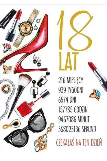 Stamp Karnet Party naklejany B6 + koperta. Wz�r nr 10 Urodziny 18