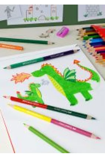 Faber-Castell Kredki o��wkowe Zamek + 3 kredki dwustronne + o��wek + temper�wka 39 szt.