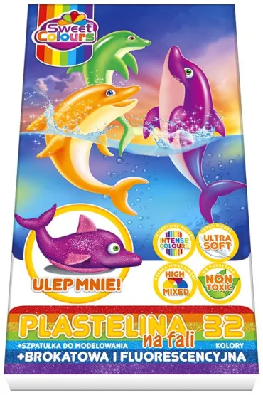 Sweet colours Plastelina na fali brokatowa i fluo 32 szt.