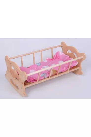 Ko�yska drewniana 54x22x30 z po�ciel� w kwiatki MALIMAS 154507