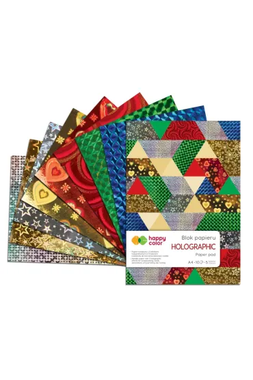 Happy Color Blok HOLOGRAPHIC A4 70g 10 arkuszy 5 kolor�w, 5 motyw�w 10 kartek