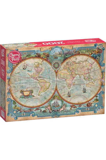 Puzzle 2000 el. Great Discoveries World Map CherryPazzi