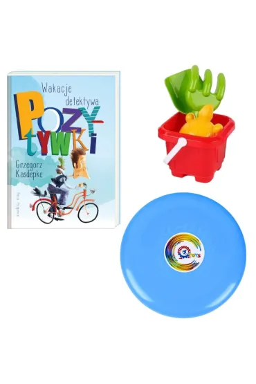 Pakiet dla przedszkolaka. Wakacje detektywa Pozytywki, Frisbee z naklejkami, Zestaw do piasku - Pakiety na nagrody