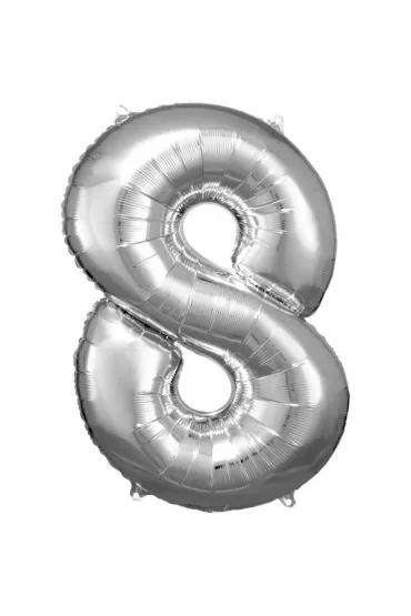 Amscan Balon foliowy cyfra 8 srebrna 57x86cm