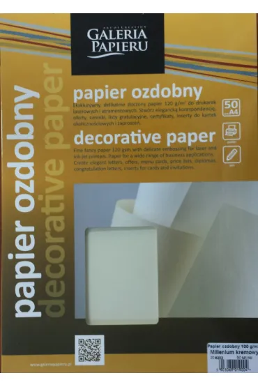 Argo Papier ozdobny (wizyt�wkowy) Millenium kremowy 100g "50