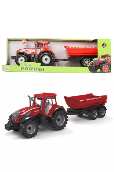Traktor z czerwon� przyczep� Askato