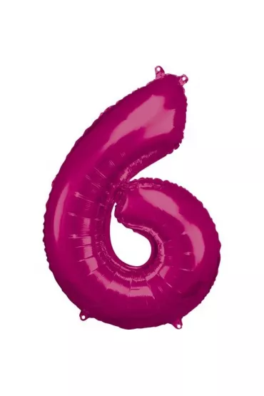 Amscan Balon foliowy cyfra 6 r�owa 60x86cm