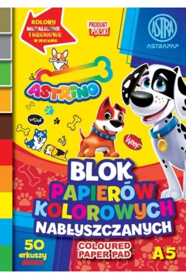 Astra Blok papier�w kolorowych nab�yszczanych A5