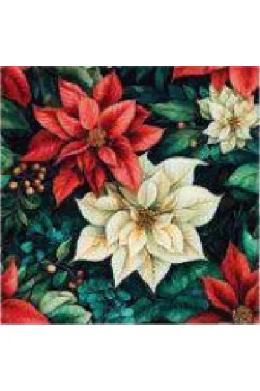 Paw Serwetka Lunch Decor Poinsettia on black 33x33 20 szt.