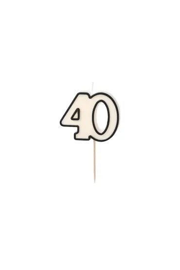 PartyDeco �wieczka urodzinowa liczba 40 bia�o-czarny 5.5cm