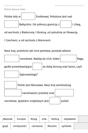 Polska karty pracy z tekstami do czytania ze zrozumieniem dla uczni�w ze specjalnymi potrzebami edukacyjnymi - Agnieszka Borowska-Kociemba, Ma�gorzata Krukowska