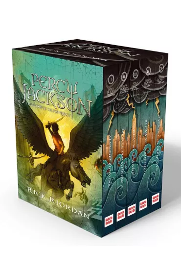 Pakiet Percy Jackson i Bogowie Olimpijscy. Tomy 1-5: Z�odziej Pioruna, Morze Potwor�w, Kl�twa Tytana, Bitwa w Labiryncie, Ostatni olimpijczyk - Rick Riordan