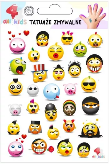 Tatua�e zmywalne dla dzieci Bu�ki emotki All4Kids