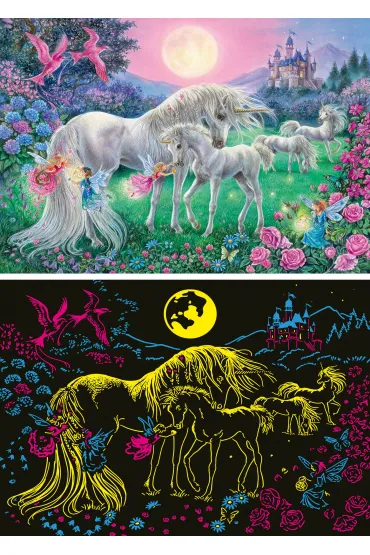 Puzzle 100 el. �wiec�ce w ciemno�ci - Jednoro�ce w blasku ksi�yca Ravensburger