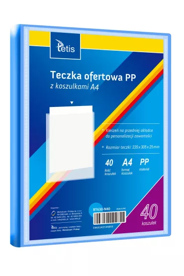 Tetis Teczka ofertowa A4 PP + 40 koszulek niebieska