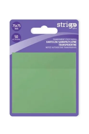Strigo, Karteczki samoprzylepne transparentne - jasnozielone, 50 kartek