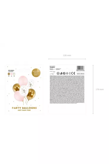 PartyDeco Balony urodzinowe Pastel Pale Pink bia�y z�oty r�owy 30cm