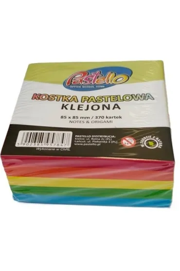 Alfa Pastello Kostka klejona kolorowa 85x85mm 370 kartek