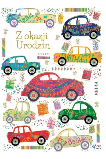 Trend Karnet B6 Urodziny, samochody silver TS154