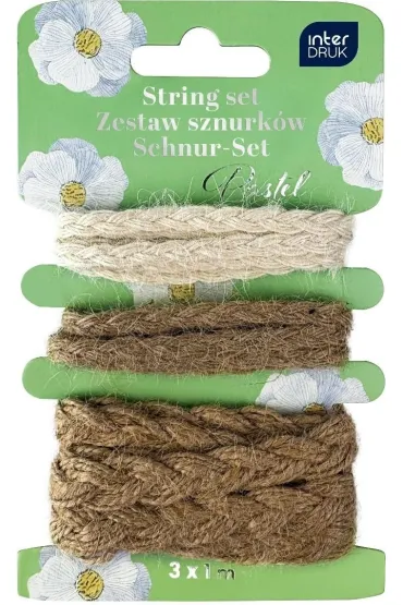 Interdruk Zestaw naturalnych sznurk�w dekor. 3x1m Pastel