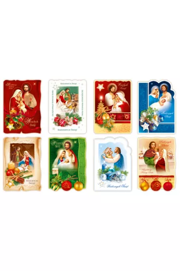 Merigraf Karnet �wi�teczny BN B6 brokat z op�atkiem �wiecki mix - Dl Lux
