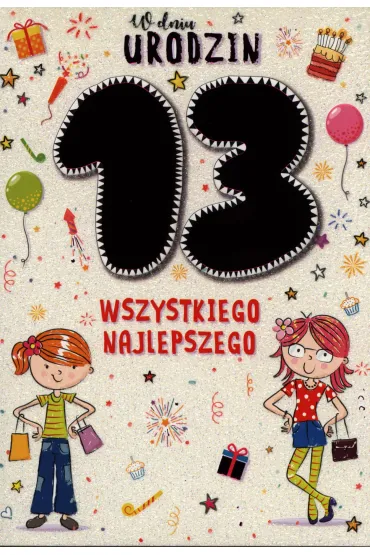 Kukartka Karnet 13 urodziny dziewczynki