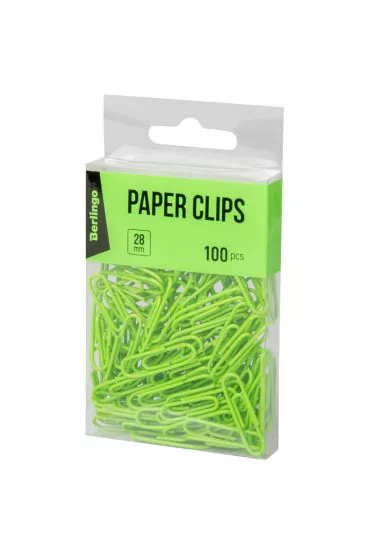 Berlingo Spinacze do papieru  zielone 100 szt.