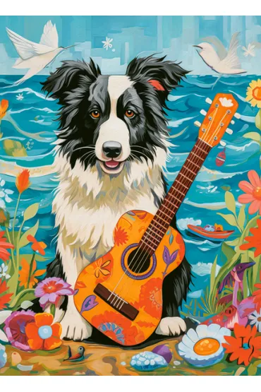 Puzzle 100 el. Collie, Guitar and the Sea Castorland