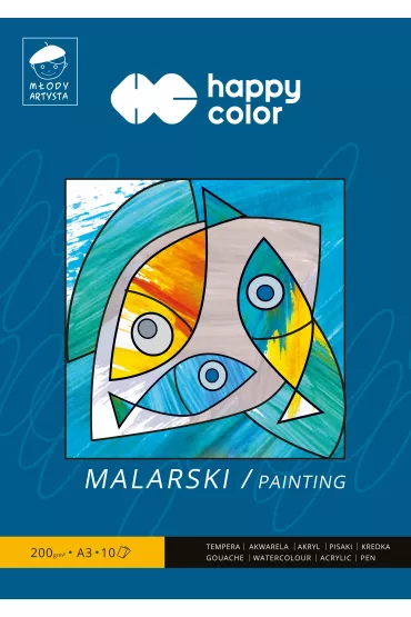 Happy Color Blok malarski M�ody Artysta, bia�y, A3, 200g, 10 arkuszy