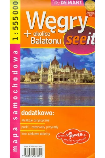 W�gry + okolice Balatonu mapa samochodowa 1:555 000