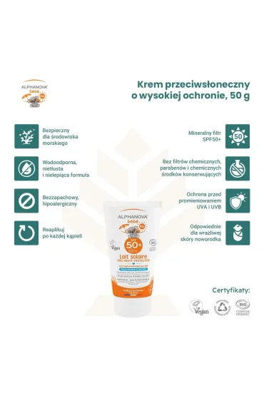 Alphanova Bebe Przeciws�oneczny Krem o wysokim filtrze SPF 50+ 50 g