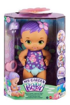 My Garden Baby Bobasek - Motylek Karmienie i przewijanie Lalka fioletowa GYP11 Mattel