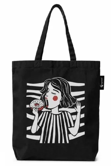 Cozywood Torba bawe�niana na zakupy. Kobieta z p�czkiem