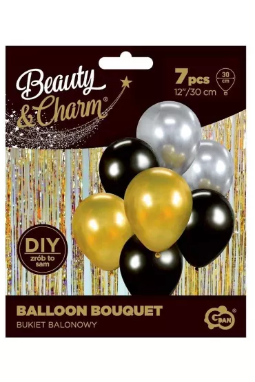 Godan Bukiet balonowy Beauty&Charm z�oto-srebrno-czarny 30cm